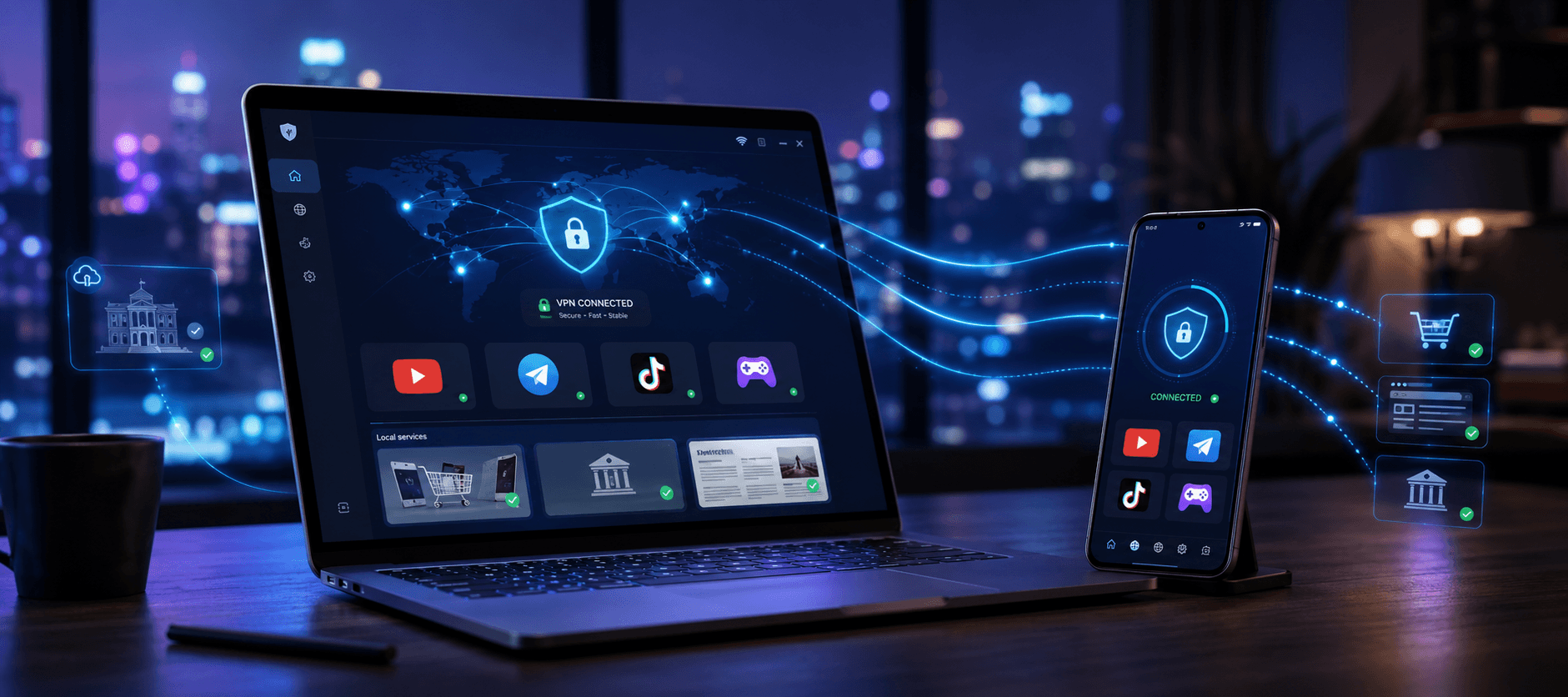 VPN для YouTube, Telegram, TikTok и игр